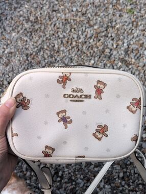 Coach Cream Crossbody Bag with Teddy Bear Print
